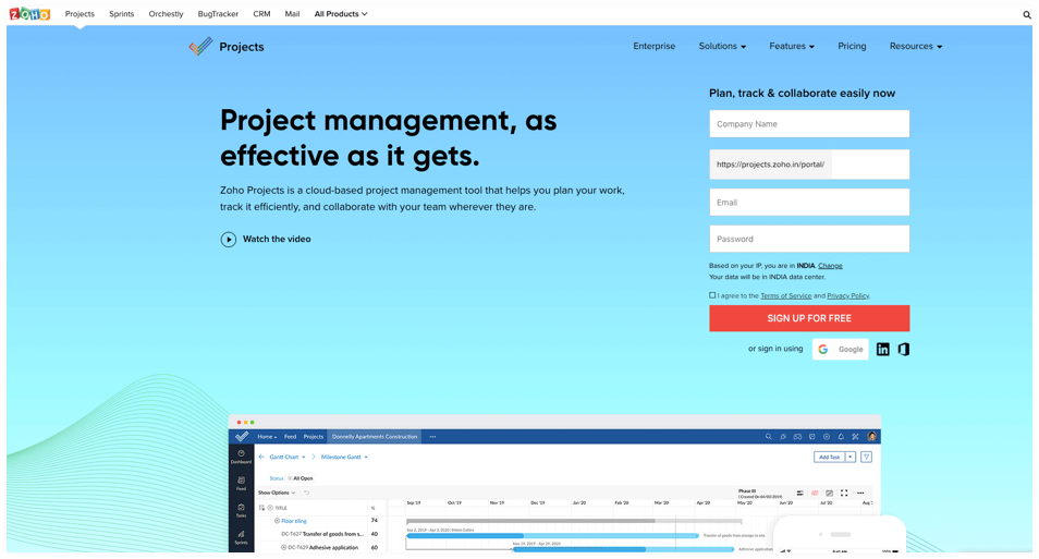 Zoho Projects-cloud based task management software