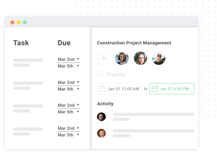 Schedule construction project with simple construction management software